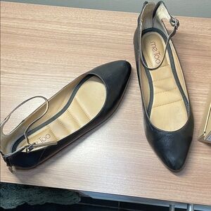 Me Too Black Ankle Strap Flats